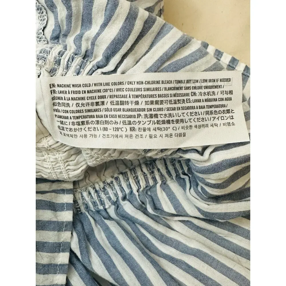 Abercrombie Off The Shoulder Smocked Mini Dress Striped Size Small Tall Preppy - Picture 9 of 9